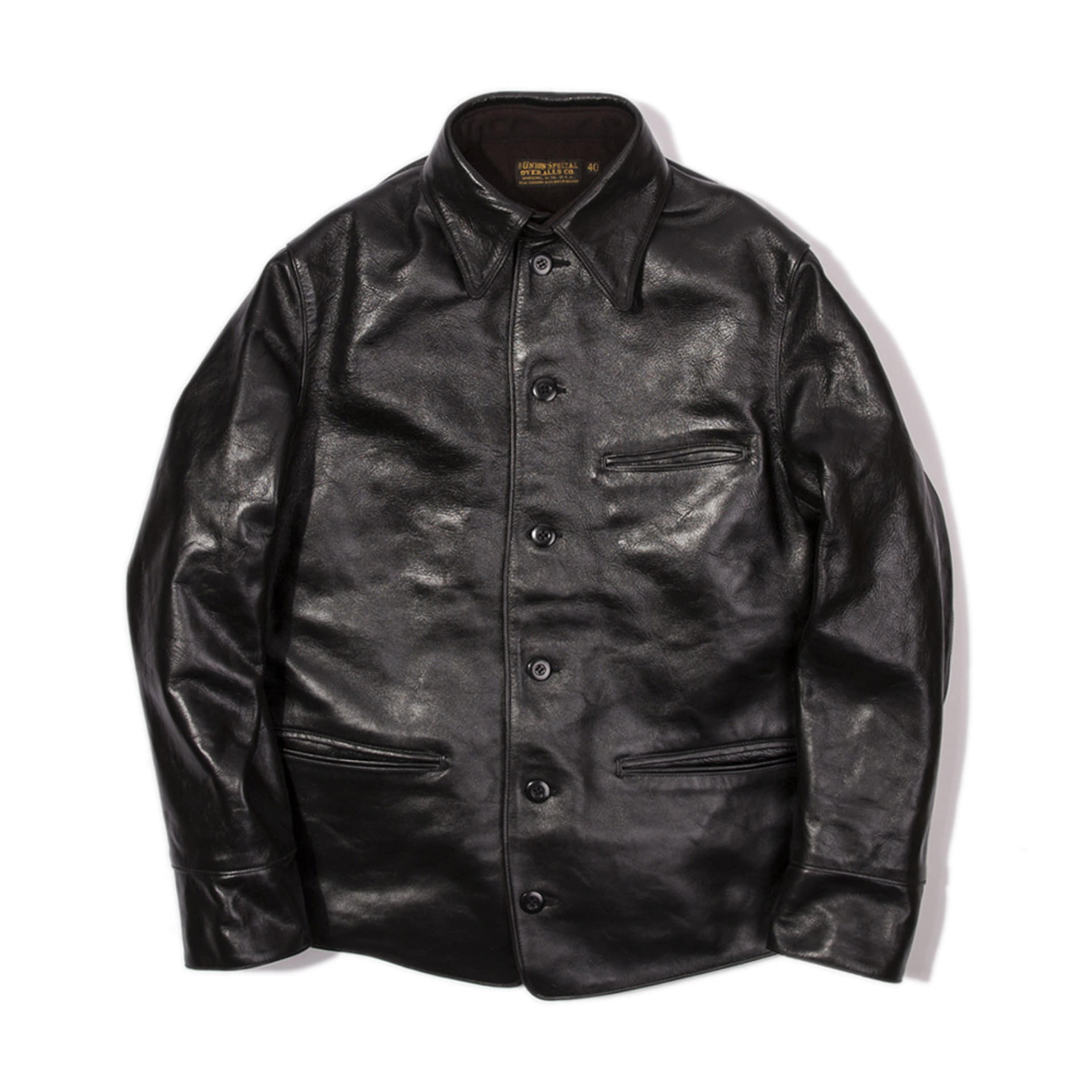 [Neal Cassady Railroad]Leather JacketBrakeman Work Coat(Rude Black)