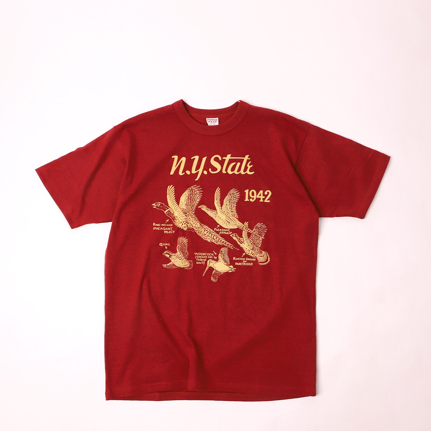 [Power Wear]Set In Sleeve T-shirt &quot;1942 N.Y. STATE CONSERVATION DEPT.&quot;(Lobster)