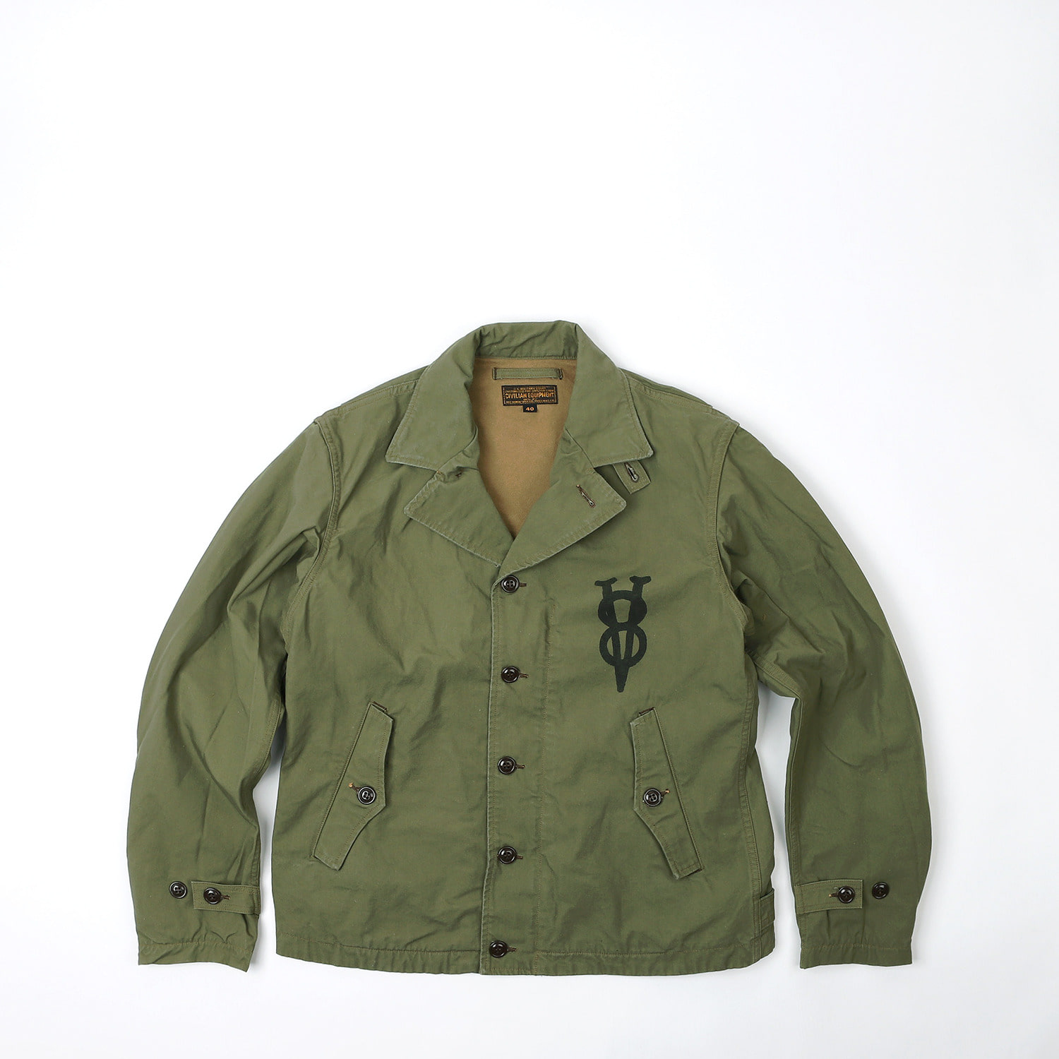 [UNION SPECIAL OVERALLS]Civilian Military jacket M-1938 FIELD JACKET&quot;V8 150 MPH CLUB&quot; (Olive)