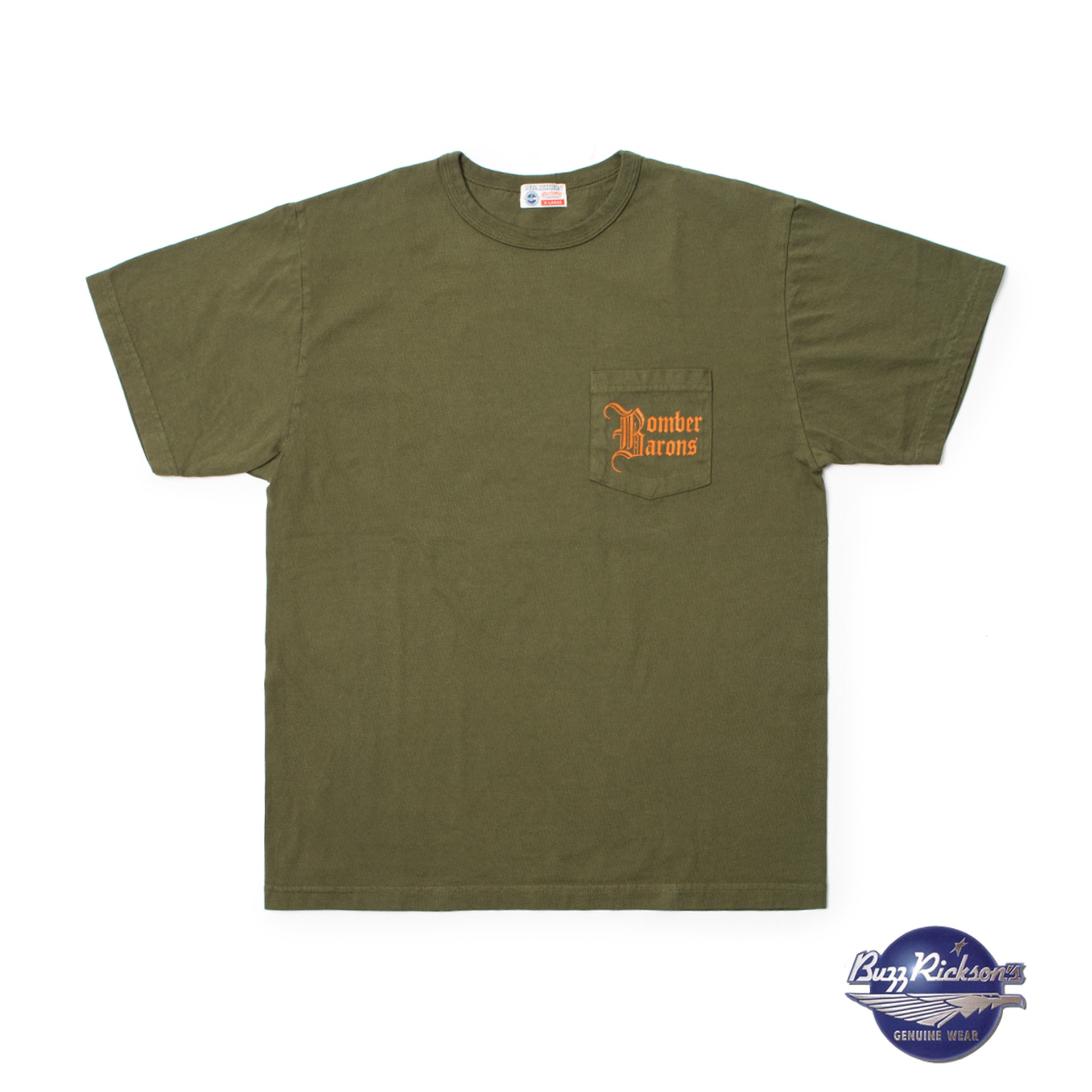 LOOPWHEEL S/S MILITARY TEE &quot;BOMBER BARONS&quot; (Olive)