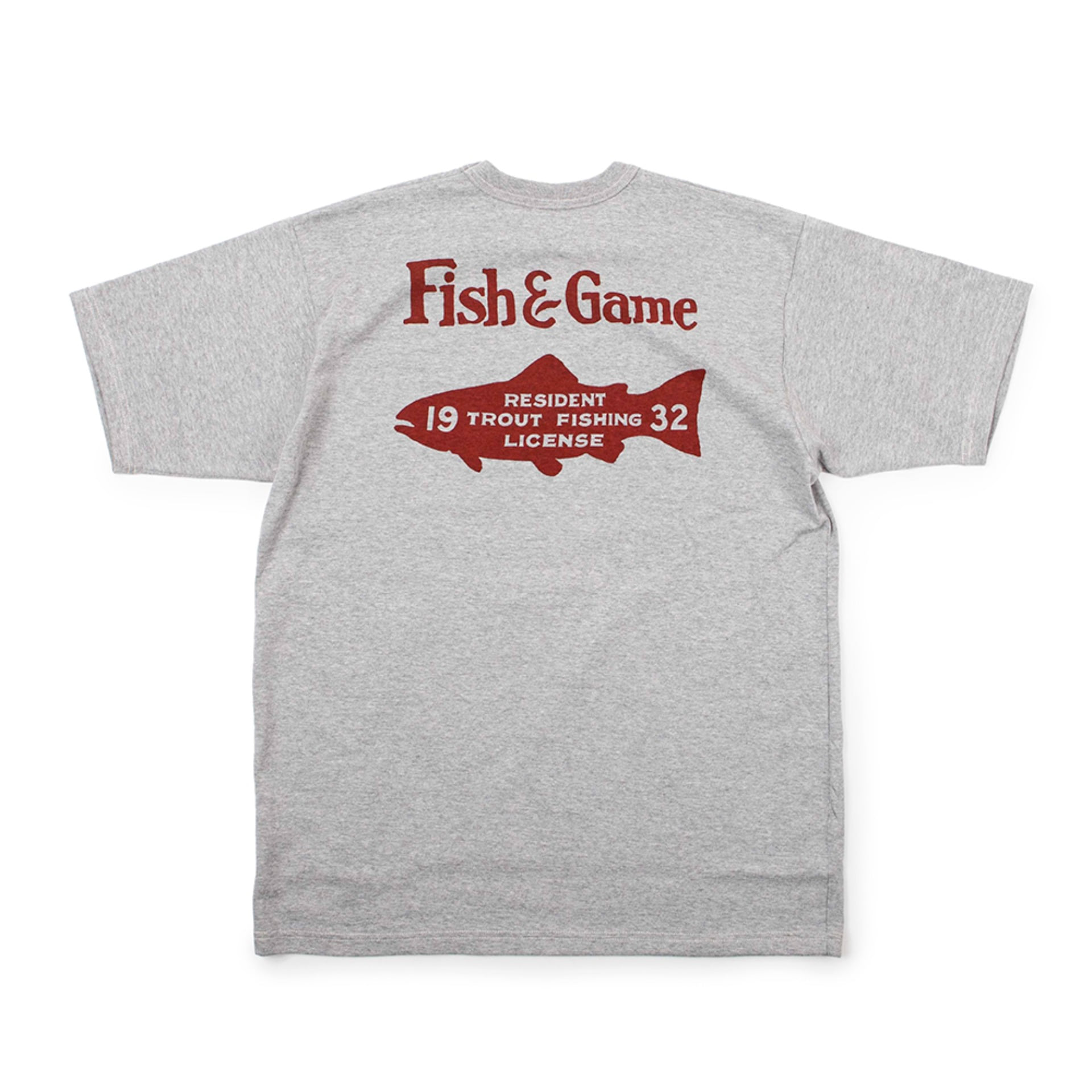 [Power Wear]Set In Sleeve T-shirt &quot;1932 FISH &amp; GAME &quot;(Mix Gray)