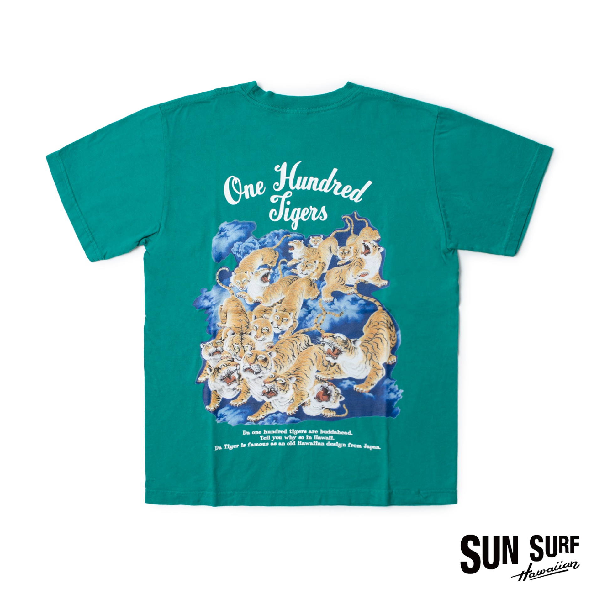 LOOPWHEEL S/S T-SHIRT  &quot;ONE HUNDRED TIGERS&quot; (Green)